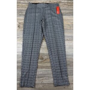 NWT Maze Collection Womens M Grey Plaid Pull On Tapered Pants Stretch Officecore